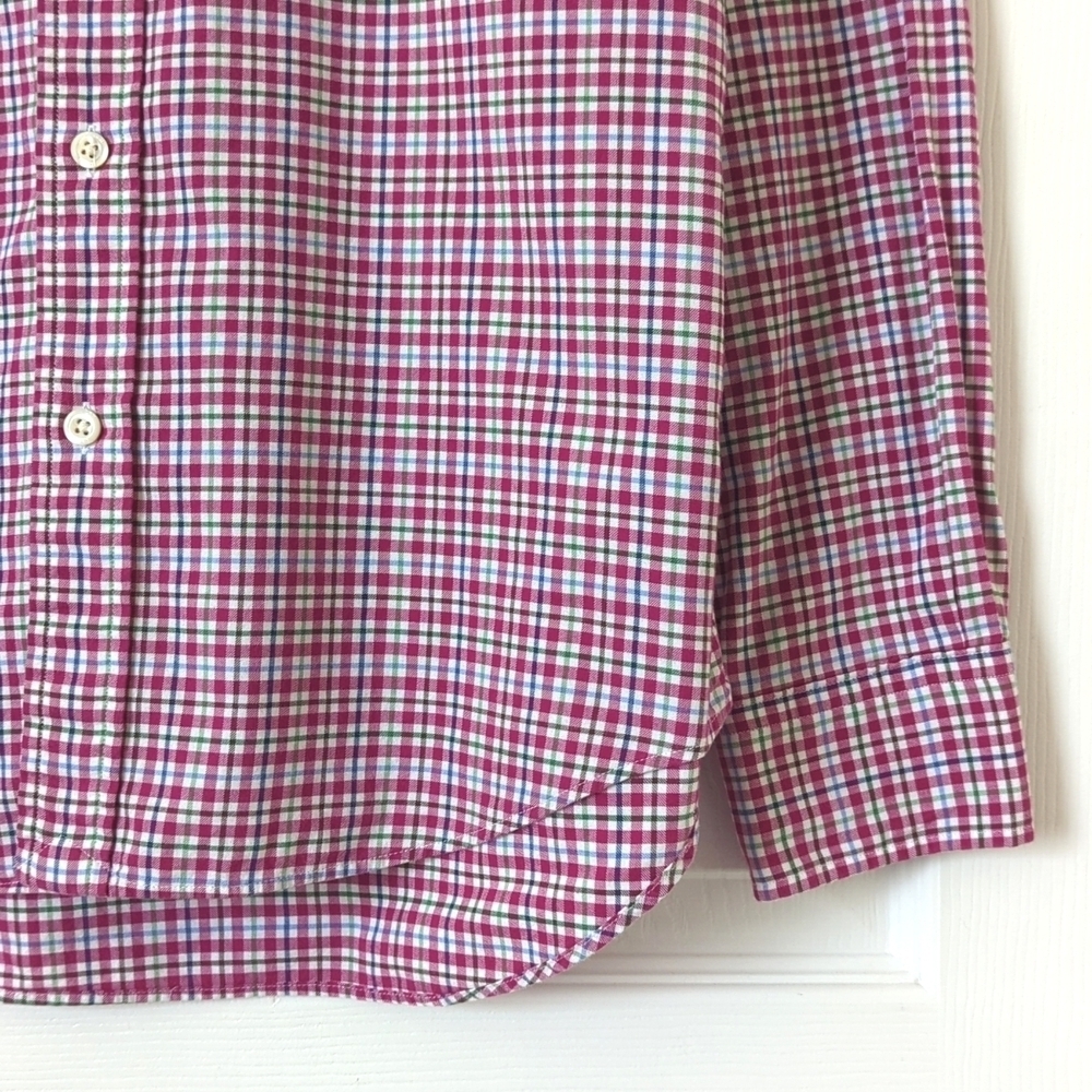 Polo Ralph Lauren Plaid Slim Fit Long Sleeve Button Down Shirt Hot Pink Medium - Picture 8 of 11
